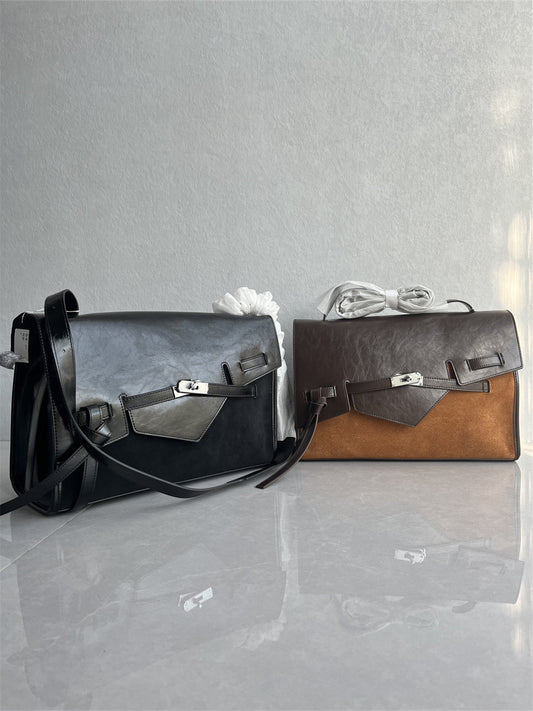 Exported to foreign high-quality top-layer cowhide Kelly tote bag fashionable and versatile full leather new one-shoulder crossbody women's bag