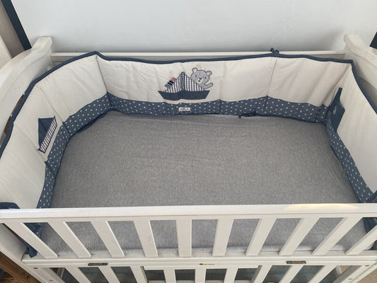 Foreign trade original single bear captain crib bed enclosure newborn baby anti-collision soft bag bedding oval bed