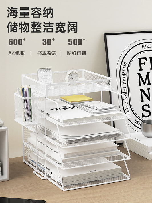 A3A4 Desktop File Storage Shelf, Metal File Frame, Storage Column, Storage Box, Archive Iron Multi-layer Folder Storage Box, Bookshelves, Office Book Stand, Office Supplies, Stationery Daquan Shelf