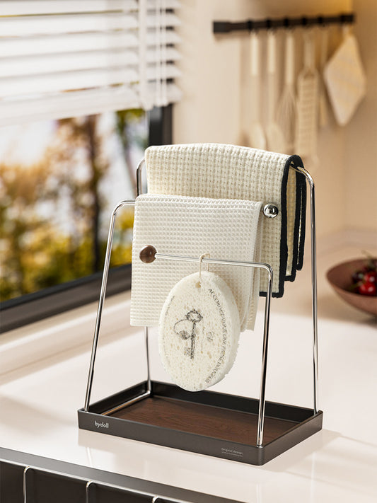 Kitchen rag rack stainless steel household high-grade narrow edge drying dishcloth sponge window sill special countertop drainage hanger