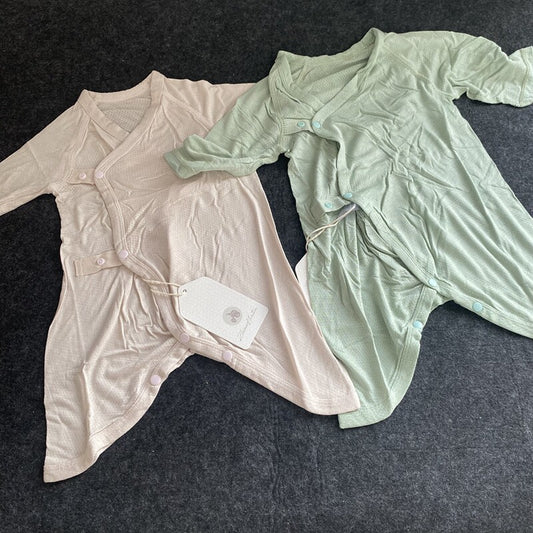 Baby summer ultra-thin bamboo fiber cotton breathable mesh butterfly jacket one-piece pajamas boneless air conditioning climbing suit monk suit