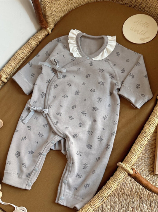 Newborn clothes 0-3 months baby onesies, spring and autumn cotton class a female baby Korean version long crawling full moon 59