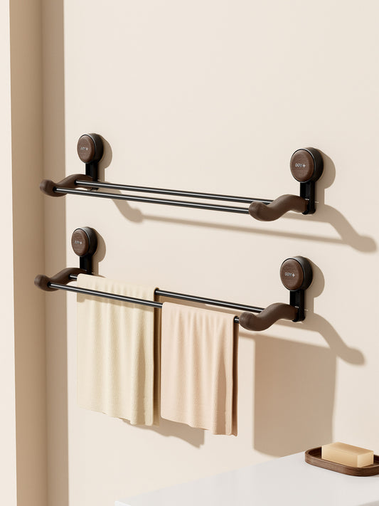 Bathroom towel rack, suction cup, no punching required, bathroom double rod towel rack, hanging rod storage rack, bath towel storage rack Y
