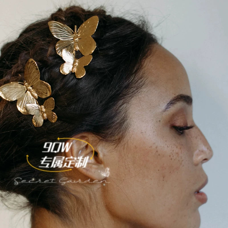 9QW European and American niche design, light butterfly clip, new side clip, bridesmaid, fairy accessories, hairpin headdress