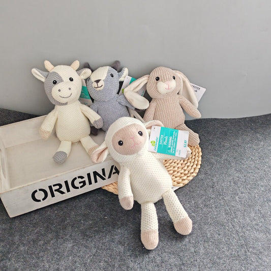 Nordic wool soothing lamb cow doll baby does not shed hair with sleeping bear doll model house gift ins