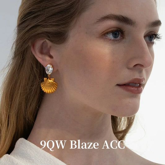 European and American vintage starfish gilt shell silver needle earrings women's high-end sense hot selling personality versatile trend earrings stud earrings