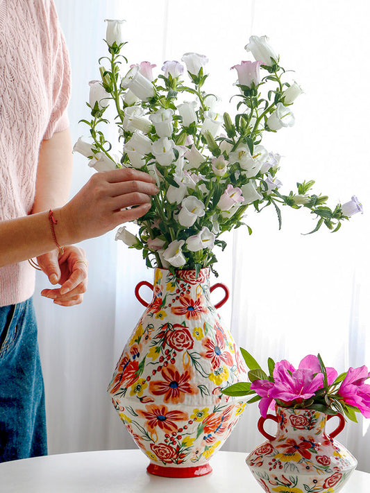 Creative pastoral style super good-looking ceramic vase ornaments living room restaurant flower arrangement hydroponic high-value housewarming gifts