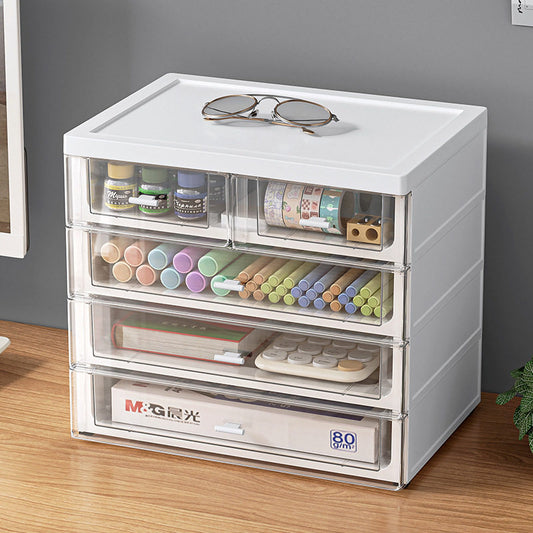 Drawer desktop storage box student desk multi-layer stackable file organizer cosmetics storage shelf office small drawer desktop sundry organizer storage cabinet storage cabinet