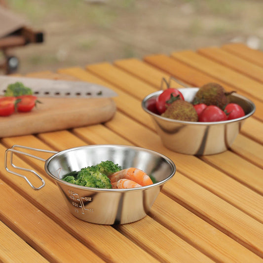 Outdoor 304 stainless steel sherads bowls, camping picnic supplies, cutlery, bowls, bags, storage sets, instant noodle bowls, sherah cups