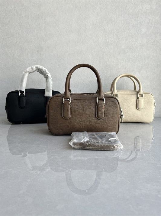 Export to South Korea Order Top Layer Cowhide Boston Bag Leather Niche Fashion Trend Handbag One Shoulder Crossbody Woman