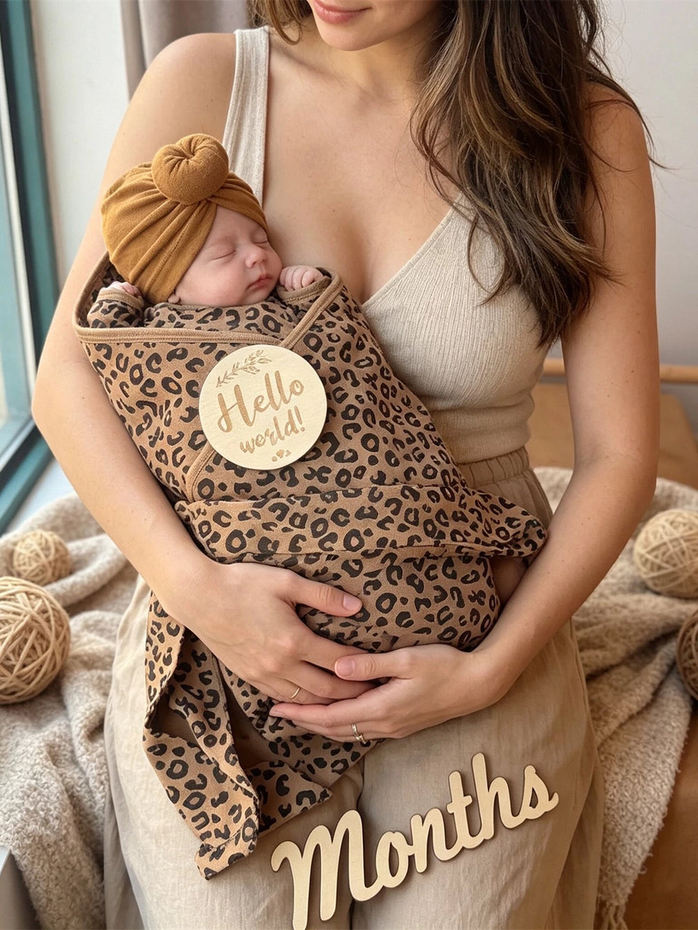 Newborn baby wrap newborn baby summer special thin cotton class A bag single delivery room mother and baby grade leopard print
