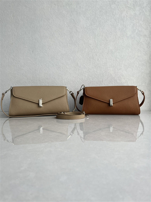 Summer new top-layer cowhide baguette bag leather high-end leather simple fashion versatile commuter one-shoulder crossbody women's bag