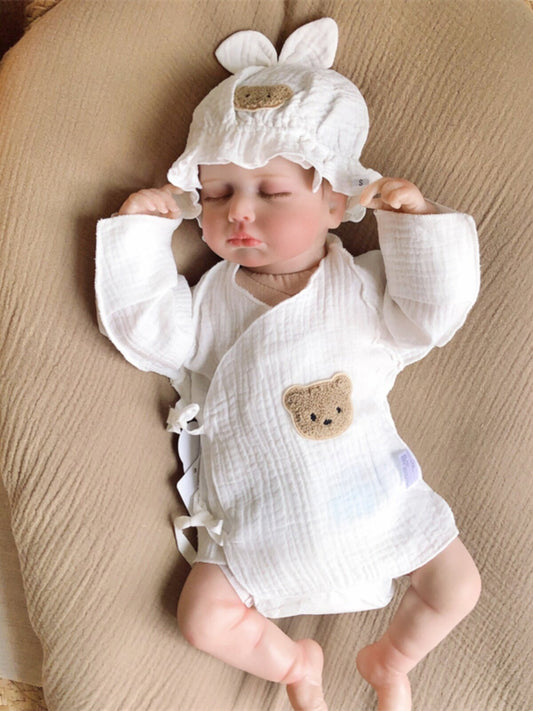 South Korea INS Newborn Baby Half Back Summer Thin Boneless Sewing Gauze Half Wrap Monk Clothes 0-3 Months
