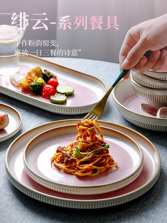 OMK Creative Cream Style Ceramic Tableware 2025 New High Value Western Pasta Plate Household Rice Bowl