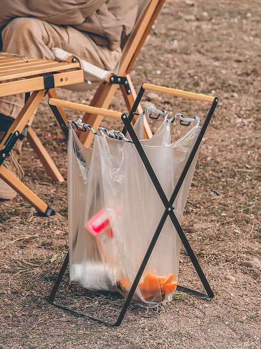 Outdoor garbage rack, folding camping garbage storage, plastic bag support rack, hanger, camping barbecue garbage bag holder
