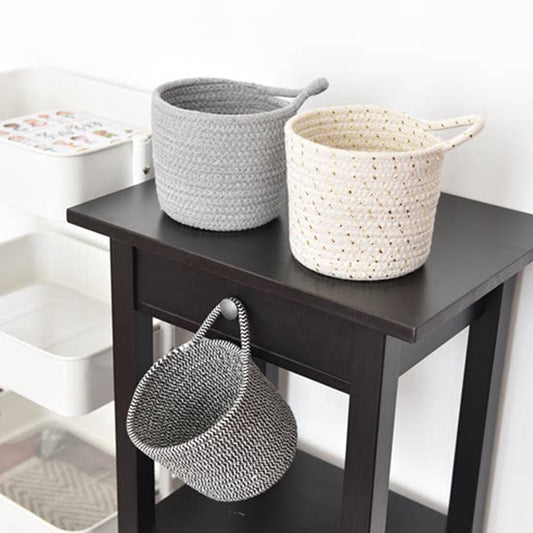 Cotton thread storage basket, fabric organizer box, desktop remote control storage basket, woven basket, household utility frame, basket, small hanging basket