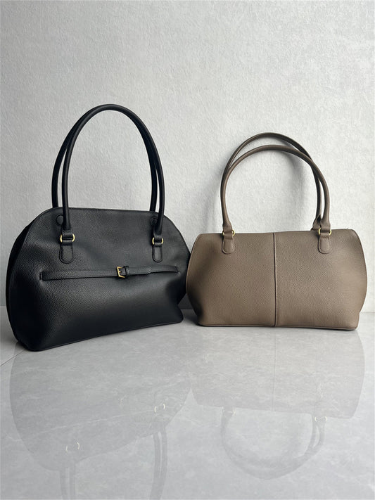 Foreign trade export new ~ top layer cowhide folding shell bag fashion and versatile leather large capacity one-shoulder armpit women
