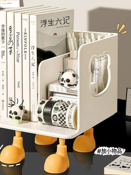 Desktop bookshelf, book standing, bear pattern, student desk shelf, office document storage rack