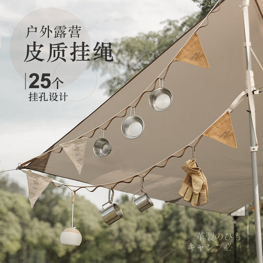 ICERTAIN Outdoor Clothesline Travel Leather Leather PU Canopy Camping Gear Webbing Extended Tent Lanyard