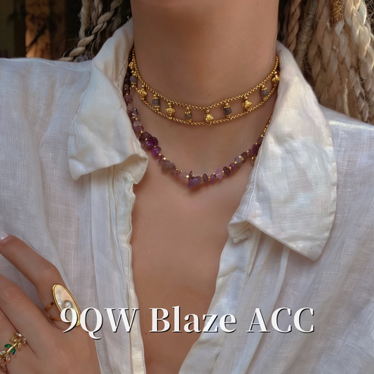 Vintage amethyst stacked necklace niche high-end moonstone woven high color retention light luxury commuter collarbone chain
