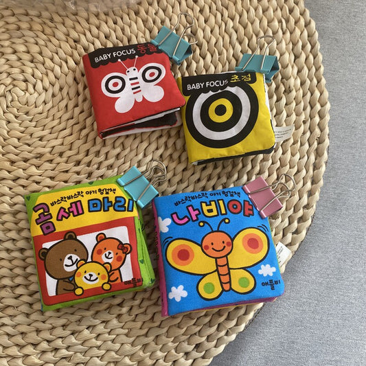Han Dan 0-1 years old cognitive cloth book early education toy baby educational toy ring paper cloth book can not be torn and can be eaten