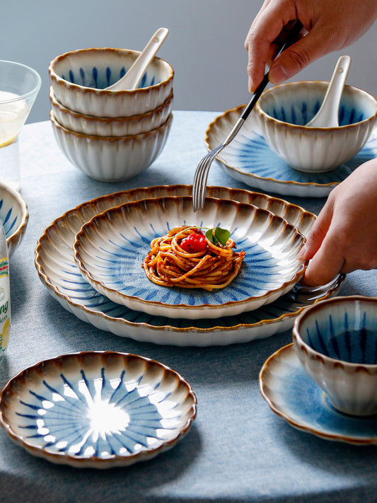 OMK Island Series Ceramic Plate Retro Creative Home Vegetable Plate Rice Bowl Set Personalized Western Pasta Plate