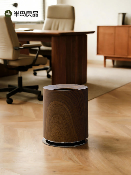 Peninsula Liangpin walnut wood grain trash can office special second-style high-end high-value large-capacity paper basket