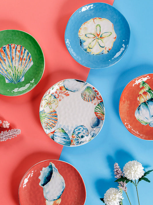 OMK Creative Ocean Wind Ceramic Shaped Plate Personality 8 Inch Dish Plate Home Dessert Breakfast Plate Decorative Hanging Plate