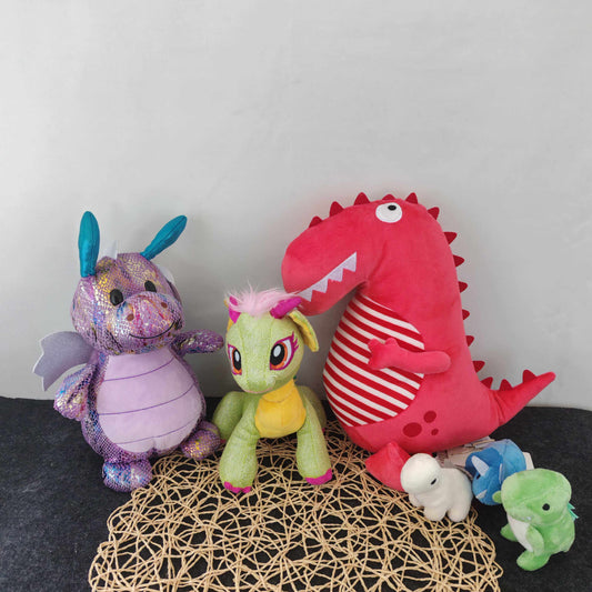 Export tail single dragon treasure mascot pink purple scary plush toy doll red dinosaur music box grab piece