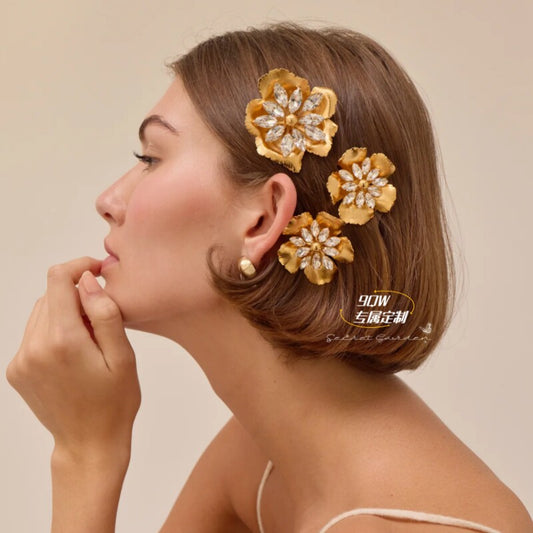 9QW European and American metal high-end Ruili temperament flower hair comb hair accessories light luxury niche designer style headwear