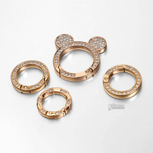 Diamond Encrusted Openable Spring Keychain Zinc Alloy Horseshoe Buckle Ring Metal Keychain Mobile Phone Accessories DIY Accessories