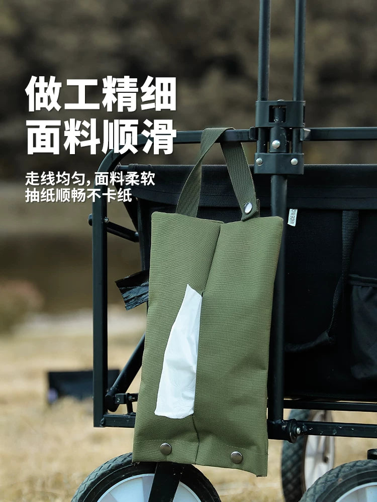 Outdoor camping hanging paper towel cover for home portable face paper cover army green canvas paper sleeve EDC storage bag