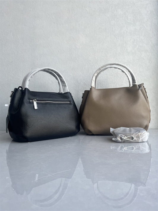 Counter quality: natural fall top layer calfskin bowling bag, simple and fashionable, casual soft leather one-shoulder crossbody women's bag
