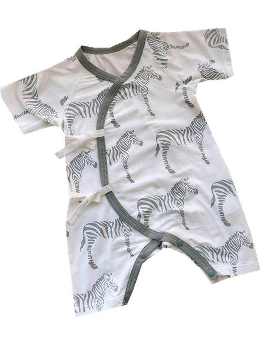 Newborn baby clothes summer clothes 0 one March thin boys and girls baby lace-up monk clothes short sleeves crawling clothes 52 yards 66