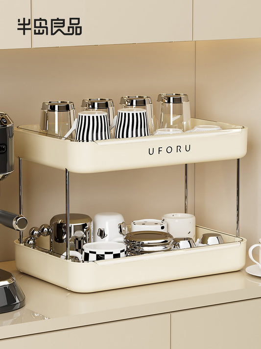 Cup storage shelves, coffee cups, cups, trays, dining tables, double drain cups, shelves Y