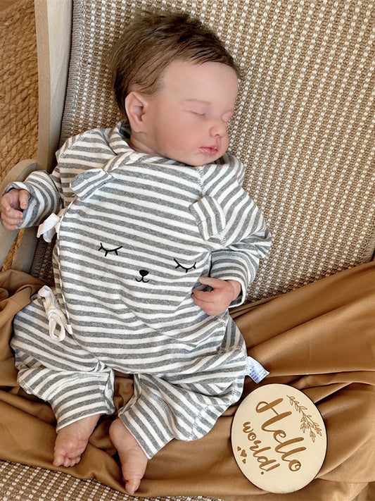 Newborn baby clothes 0-3 months spring and autumn cotton class A male and female baby onesies foreign stripe crawling clothes 52