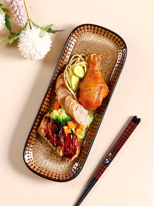 European and American Japanese sushi plates, creative ceramic sashimi plates, specialty restaurant plates, retro rectangular dim sum plates