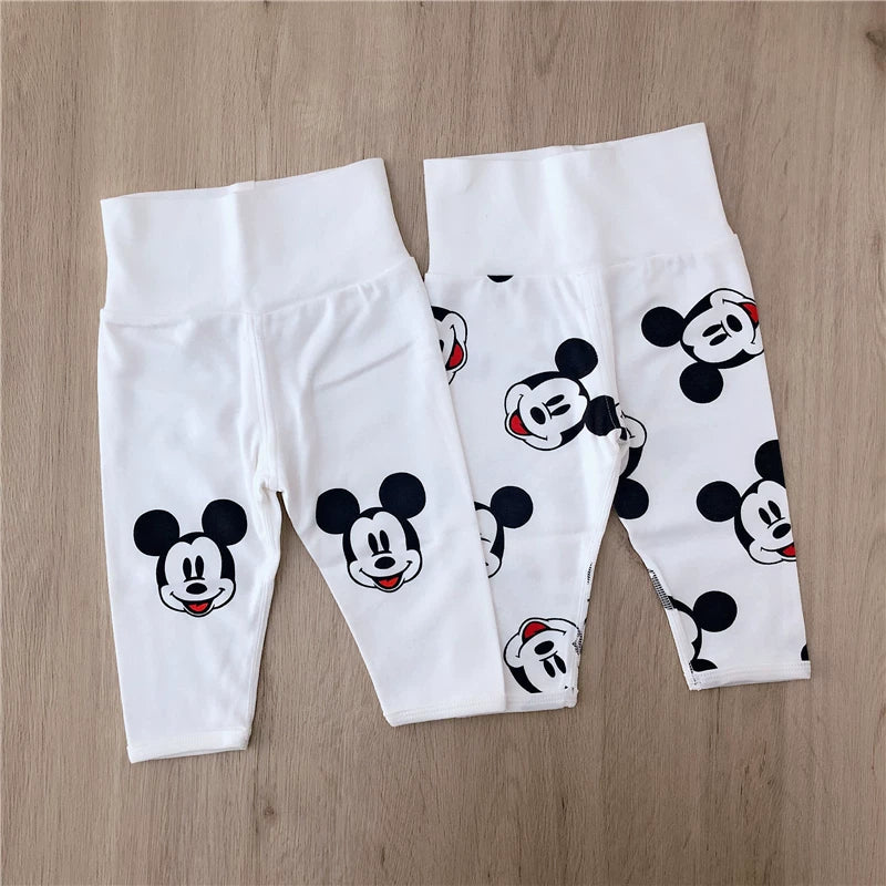Newborn baby pants, spring and autumn pure cotton thin 0-3 month baby open pants, high-waisted belly protection leggings