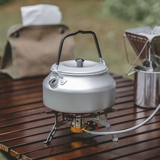 Outdoor stainless steel kettle aluminum alloy extended spout 0.8L camping camping ultralight portable coffee pot teapot