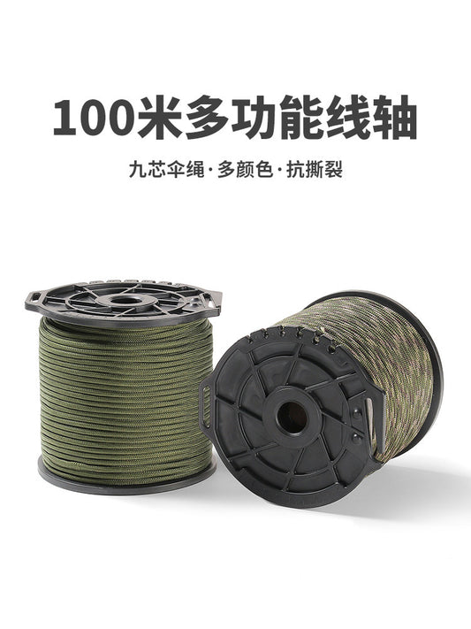 Outdoor 9 Core Paracord Multifunctional Spool 100m 4mm Thick Strapping Rope Clothesline Tent Wind Rope Climbing Rope