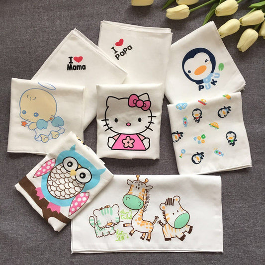 Foreign trade day pure cotton four-layer gauze pillow towel saliva towel towel handkerchief handkerchief sweat-absorbing pad back towel without fluorescent agent